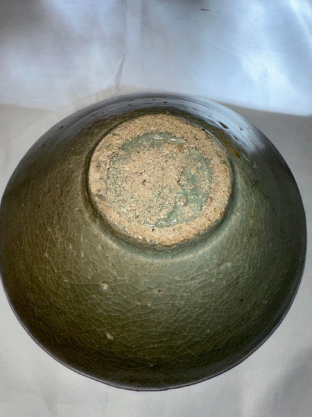 Chinese Celadon Yaozhou Conical Bowl. Song-Yuan Dynasty. 7" Diameter