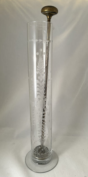 Martini Stirrer Cocktail Muddler. Hawkes Engraved Glass. 17" Height Early 20th C