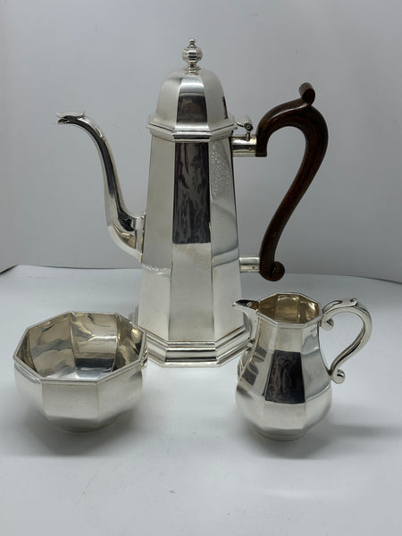Three Piece Tea Set. English Sterling Silver. London 1975. James Robertson NY