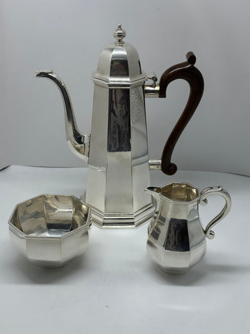 Three Piece Tea Set. English Sterling Silver. London 1975. James Robertson NY