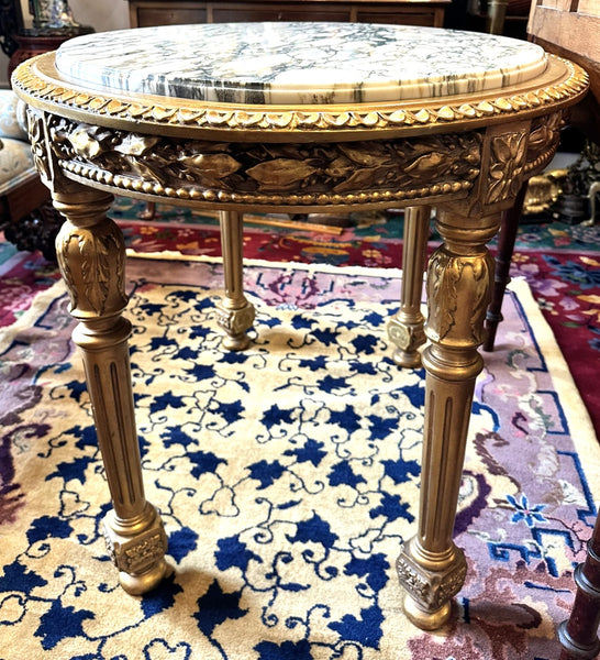 Gilded Oval Center Table With Marble Top. Circa 1875