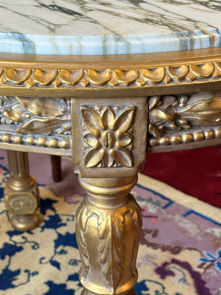 Gilded Oval Center Table With Marble Top. Circa 1875