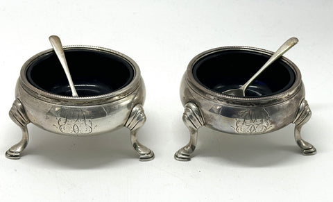 Pair Salt Cellars Georgian Period English Sterling Silver. London 1754.