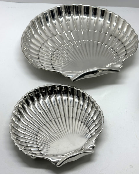 Two Gorham Sterling Silver Shell Shaped Footed Serving Dishes. 40617 and 42677