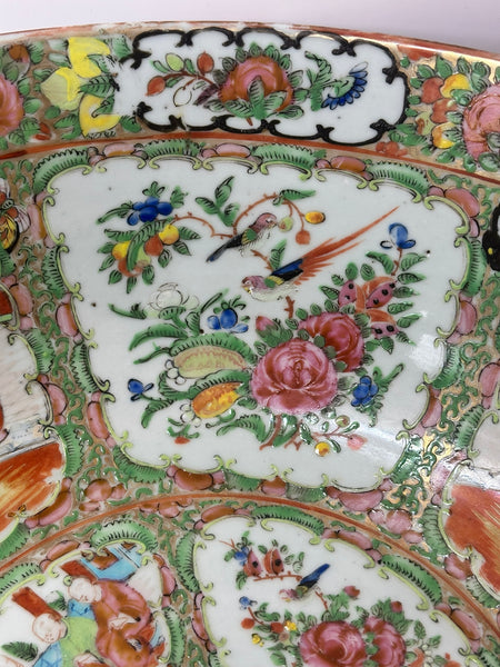 Large Chinese Rose Medallion Porcelain Punch Bowl. 19th Century 14 3/8" diameter