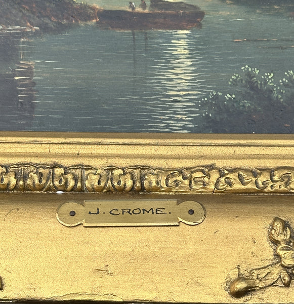 Oil Painting on Board. J. Crome. Landscape with Windmill