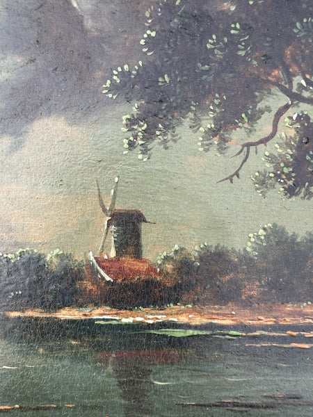 Oil Painting on Board. J. Crome. Landscape with Windmill