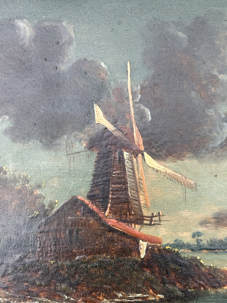 Oil Painting on Board. J. Crome. Landscape with Windmill