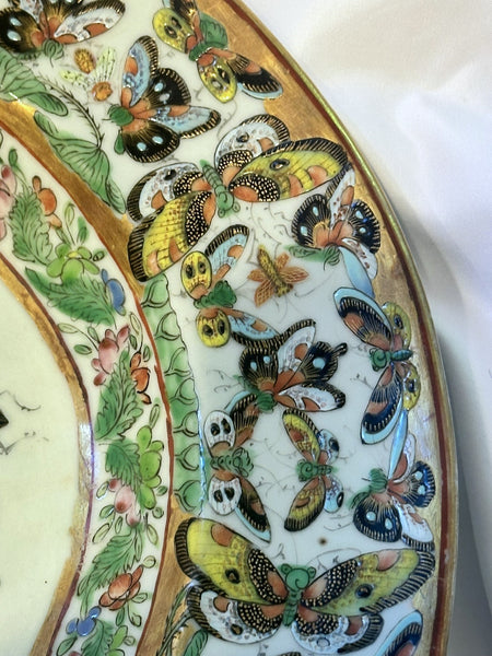 Chinese Porcelain Large Oval Platter. Thousand Butterfly. Qing 19th Century 22"