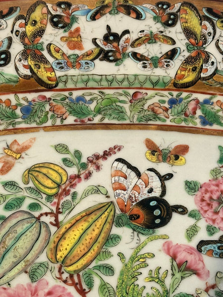 Chinese Porcelain Large Oval Platter. Thousand Butterfly. Qing 19th Century 22"