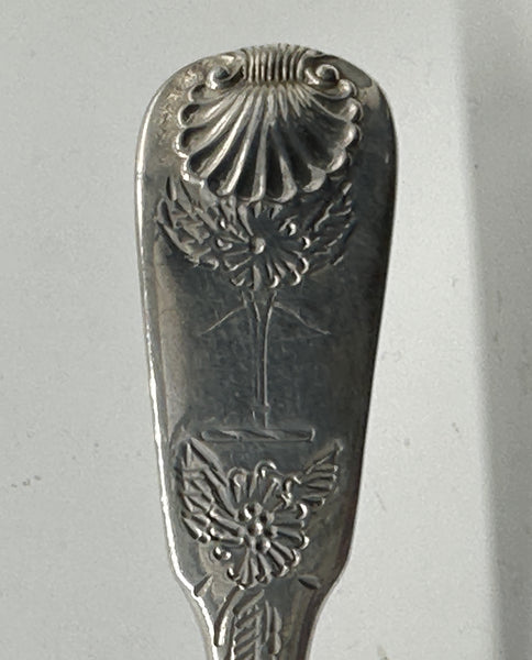 Pair Repousse Spoons. Scottish Sterling. Edinburgh 1822 Hallmarks. John Heron.