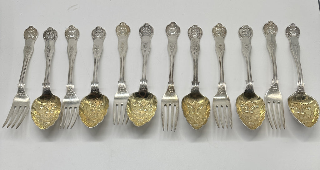 English Sterling Silver Flatware Bulldog Pattern. Birmingham 1915 Date Mark
