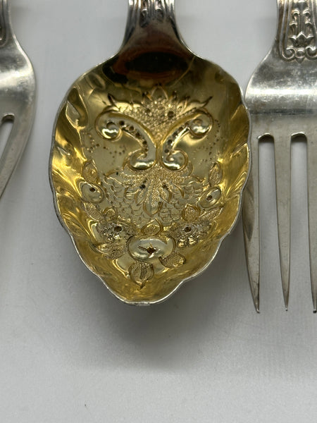 English Sterling Silver Flatware Bulldog Pattern. Birmingham 1915 Date Mark