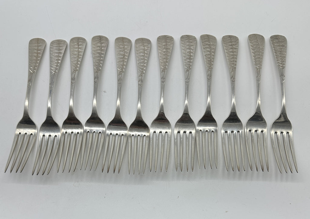 12 Dinner Forks. American Sterling Silver. W.M. Wilson & Son Philadelphia Fern