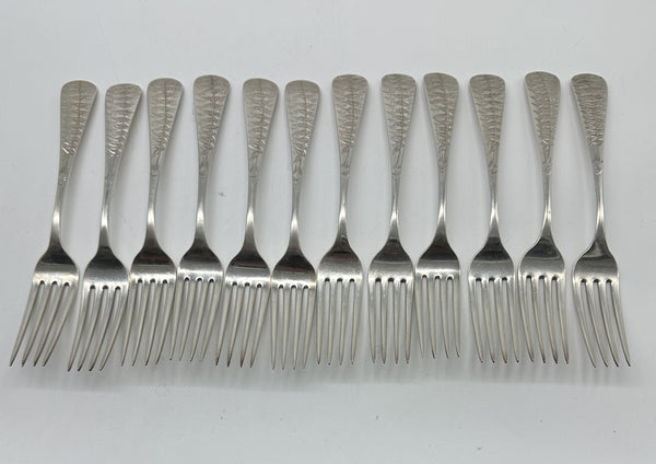 12 Dinner Forks. American Sterling Silver. W.M. Wilson & Son Philadelphia Fern