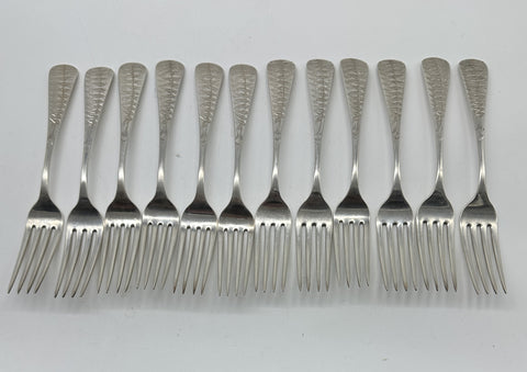 12 Dinner Forks. American Sterling Silver. W.M. Wilson & Son Philadelphia Fern