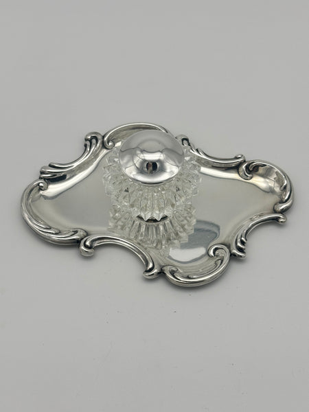 Ink Well. American Sterling Silver and Cut Glass. Early 20th Century