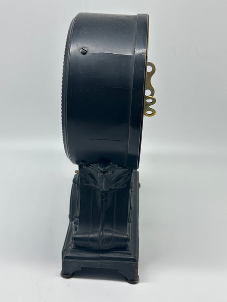 Seth Thomas Alarm Clock. Cast Metal Case. Eight Day. Circa 1905. 9" H