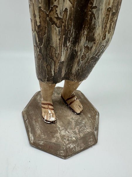 Jointed Santos Figure. Carved Wood and Gesso. 18th/19th Century. 18" H