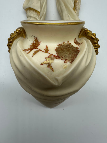 Wall Vase. English Royal Worcester. Cream and Gold. 1896. 9" Length