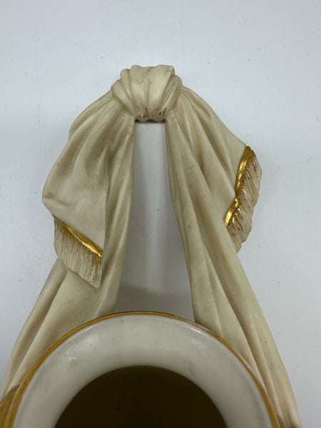 Wall Vase. English Royal Worcester. Cream and Gold. 1896. 9" Length