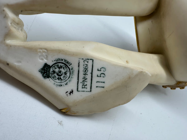 Wall Vase. English Royal Worcester. Cream and Gold. 1896. 9" Length