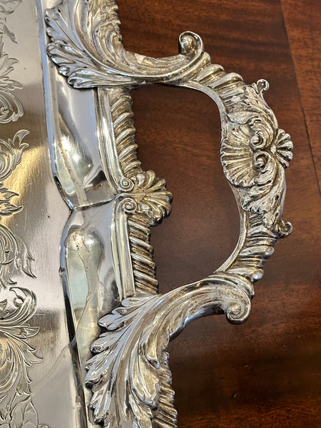 Georgian Period English Sterling Silver Handled Tray.