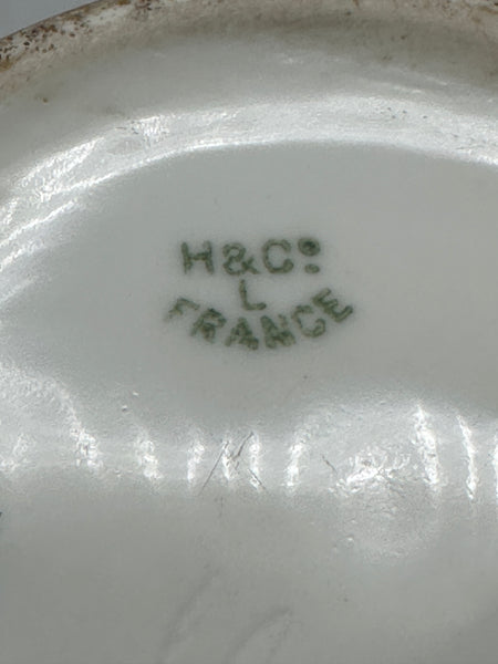 French Porcelain Vase. Purple Iris Flowers. H & Co. Limoges. Circa 1880. 8 3/4"