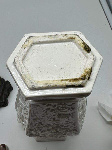 Chinese Blanc d'chine White Porcelain Vase. Circa 1920. Carved and Fitted Stand