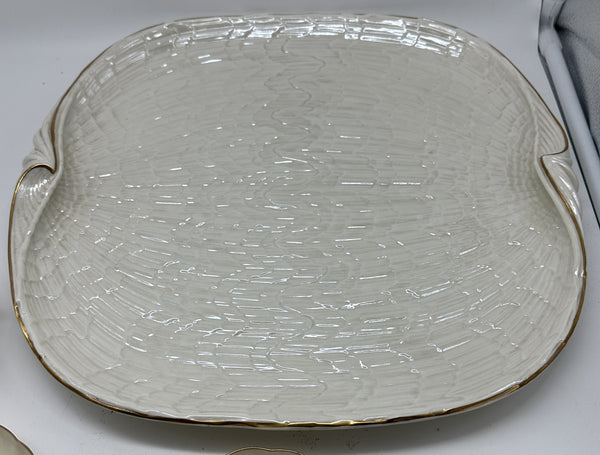 Tea Set. Irish Belleek 1st Black Mark (1863-1891). Tridacna Pattern.