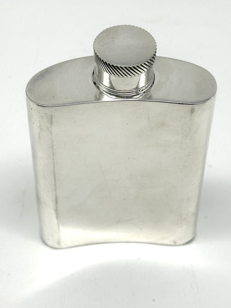 Small Vintage Silverplate Flask. Curved Body. 4" Height