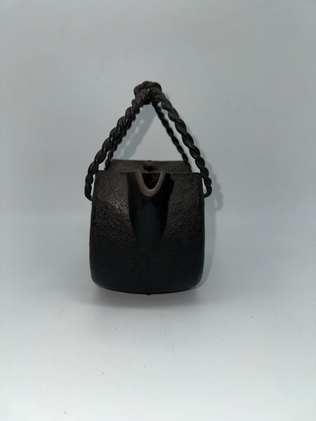 Japanese Iron Tetsubin Tea Pot. Twisted Handle. Cherry Blossom Motif.