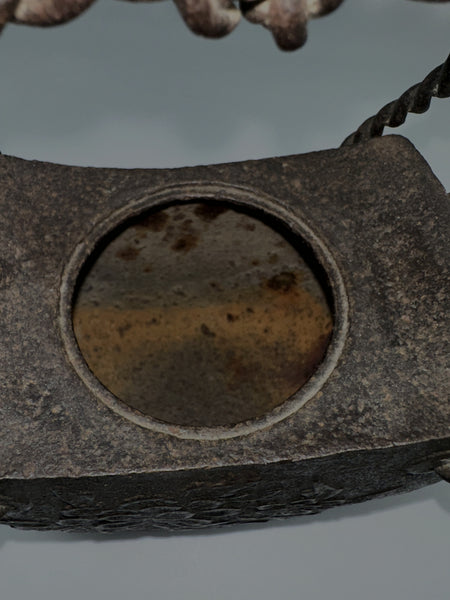 Japanese Iron Tetsubin Tea Pot. Twisted Handle. Cherry Blossom Motif.