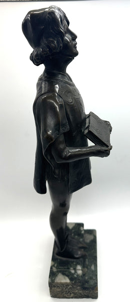Leon Noel Delagrange (1872-1910) French Bronze Figure The Royal Page. 19"