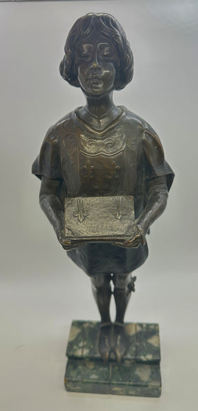 Leon Noel Delagrange (1872-1910) French Bronze Figure The Royal Page. 19"
