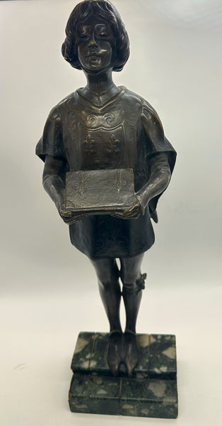 Leon Noel Delagrange (1872-1910) French Bronze Figure The Royal Page. 19"