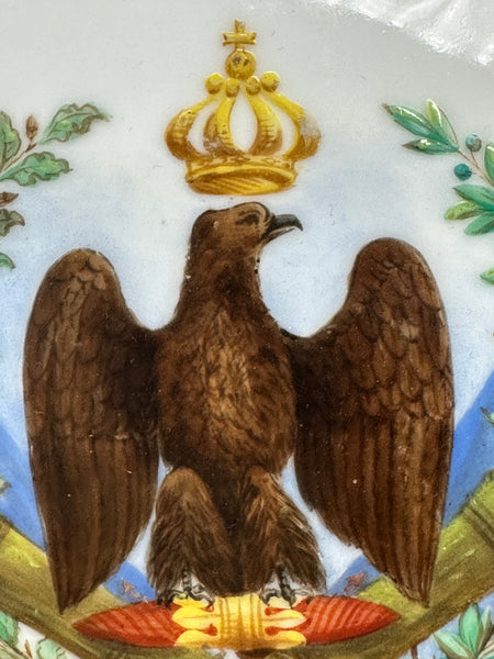 French Porcelain Plaque. Imperial Coat of Arms and Eagle 1st Empire. Circa 1875