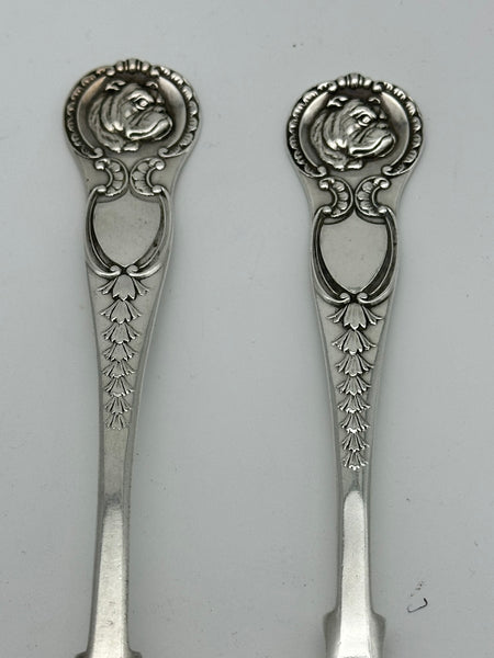 Fork and Spoon. English Sterling Silver. Sheffield 1905. Walker & Hall. Bulldog