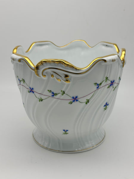 Cache Pot Jardinière Planter. Herend Hungary Porcelain Blue Garland. 6" H