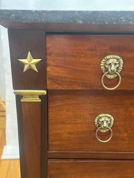 French Chest of Drawers. Mahogany Black Marble Top. 19th Century