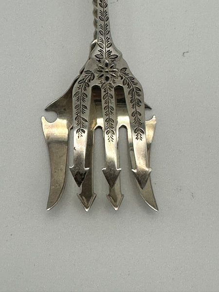 Sardine Tongs. American Coin Silver. Haddock Lincoln Foss, Boston MA 1857-1868