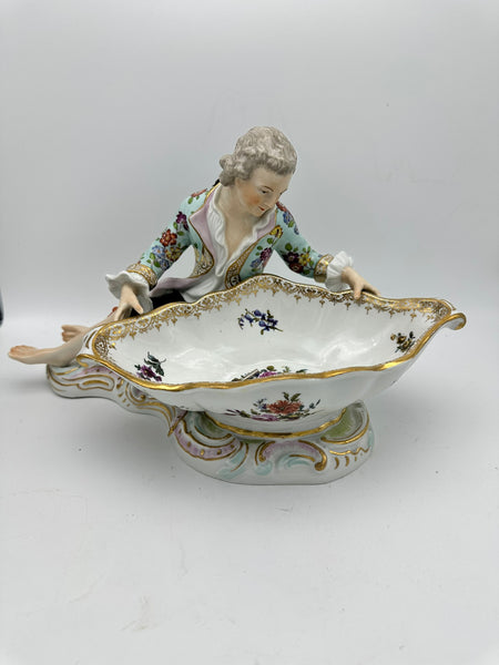 Pair Large Sweet Meats Figural Dishes Man and Woman. Sitzendorf Porcelain. 19thC