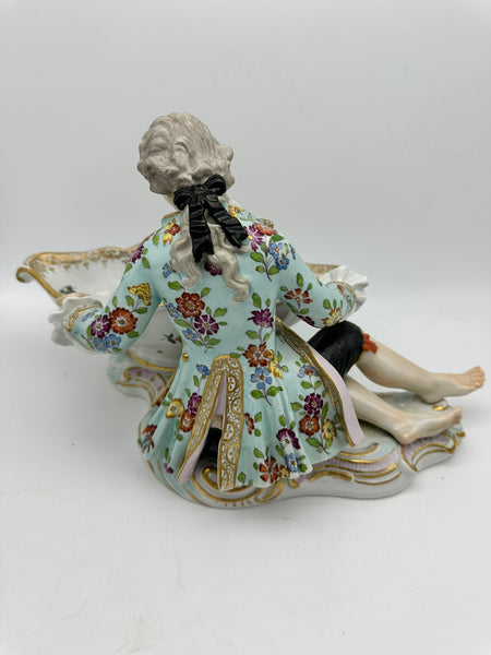 Pair Large Sweet Meats Figural Dishes Man and Woman. Sitzendorf Porcelain. 19thC