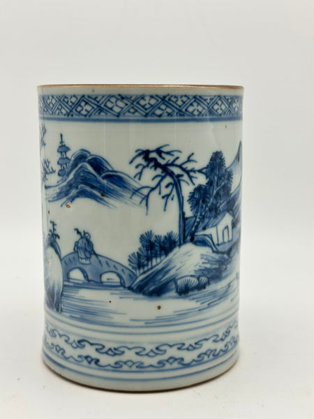 Large Mug. Chinese Blue and White Porcelain. 18th Century. 5 1/2" Height