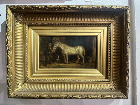 George Morland (1762-1804) UK. 18th Century Oil on Board. Horse. 4 3/4" x 8 1/4"