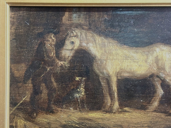 George Morland (1762-1804) UK. 18th Century Oil on Board. Horse. 4 3/4" x 8 1/4"
