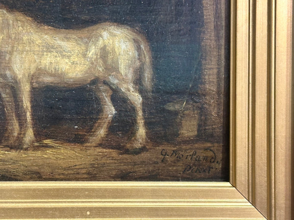 George Morland (1762-1804) UK. 18th Century Oil on Board. Horse. 4 3/4" x 8 1/4"