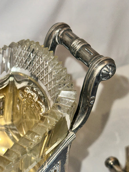3 pc Table Centerpiece. German 800 Silver and Cut Glass. Early 20th Century