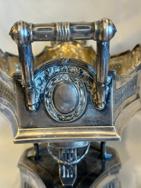 3 pc Table Centerpiece. German 800 Silver and Cut Glass. Early 20th Century