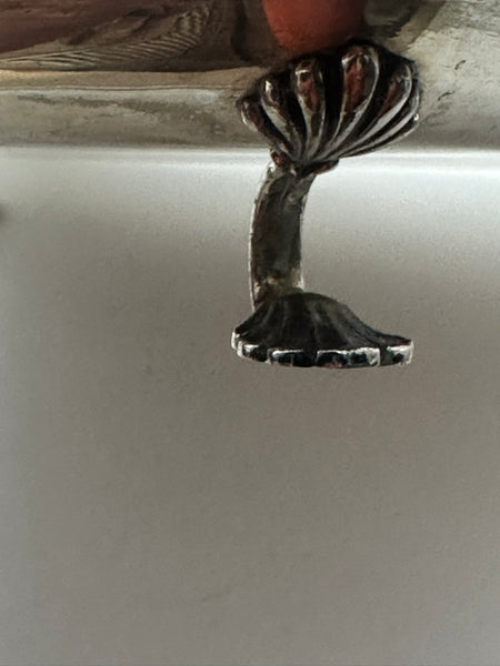 Square Handled Tray. Italian 800 Silver. Shell Motif. 20th Century. 16 3/4"